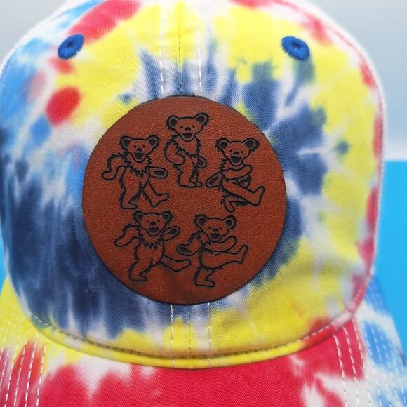 Grateful Dead Bears Round Leather Patch Trucker Snapback Hat Cap Cotton - Picture 2 of 7